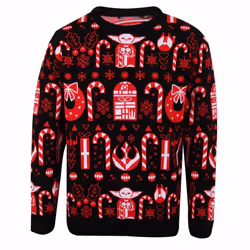 Star Wars: The Mandalorian Unisex Adult Candy Cane Knitted Jumper - L, Multicoloured