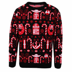 Star Wars: The Mandalorian Unisex Adult Candy Cane Knitted Jumper - L, Multicoloured