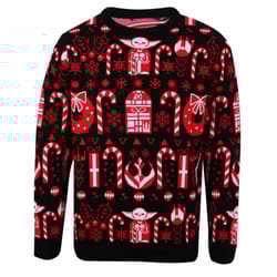 Star Wars: The Mandalorian Unisex Adult Candy Cane Knitted Jumper - S, Multicoloured