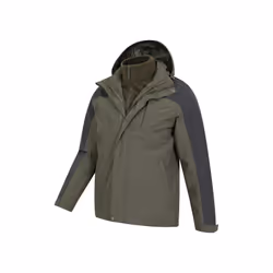 Mountain Warehouse Mens District Extreme 3 in 1 Waterproof Jacket - 3XL, Khaki Green