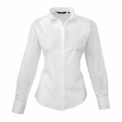 Premier Womens/Ladies Poplin Long-Sleeved Shirt - 12 UK, White