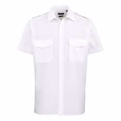 Premier Mens Short-Sleeved Pilot Shirt - 19in, White