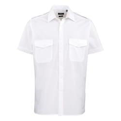 Premier Mens Short-Sleeved Pilot Shirt - 19in, White