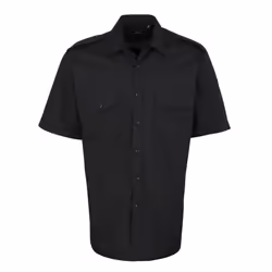 Premier Mens Short-Sleeved Pilot Shirt - 16in, Black