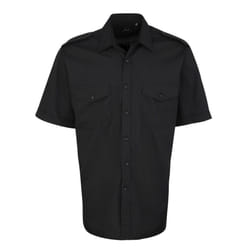 Premier Mens Short-Sleeved Pilot Shirt - 16.5in, Black