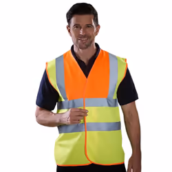 Yoko Mens Band & Brace Hi-Vis Waistcoat - XXL, Orange/Yellow