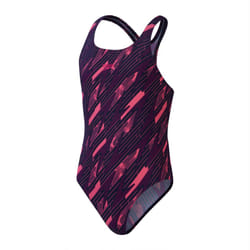 Speedo Girls Hyperboom Medalist All-Over Print Swimwear - 5-6 Years, Navy/Pink