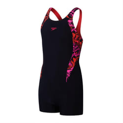 Speedo Girls Printed Panelled Legsuit - 5-6 Years, Navy/Pink