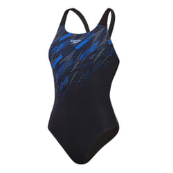 Speedo Womens/Ladies Hyperboom Placement Muscleback One Piece Swimsuit - 32 in, Black/Blue