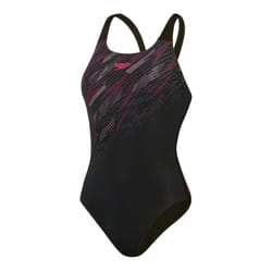 Speedo Womens/Ladies Hyperboom Placement Muscleback One Piece Swimsuit - 36 in, Black/Pink