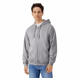 Gildan Mens Softstyle Midweight Full Zip Hoodie - L, Sports Grey