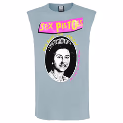 Amplified Mens God Save The Queen Sex Pistols Sleeveless Tank Top - M, Strange Blue
