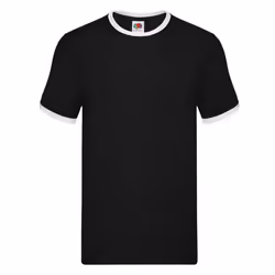 Fruit of the Loom Mens Ringer Contrast T-Shirt - 3XL, Black/White