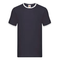 Fruit of the Loom Mens Ringer Contrast T-Shirt - 3XL, Navy/White