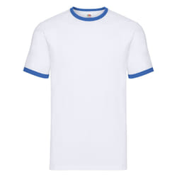 Fruit of the Loom Mens Ringer Contrast T-Shirt - XL, White/Royal Blue