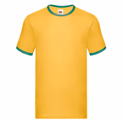Fruit of the Loom Mens Ringer Contrast T-Shirt - S, Sunflower/Kelly Green