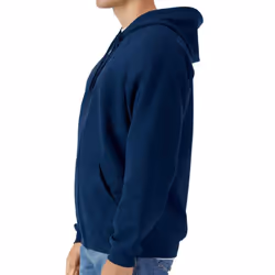 Gildan Mens Softstyle Midweight Full Zip Hoodie - L, Navy
