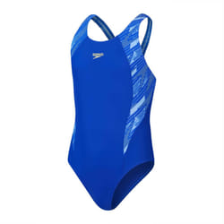 Speedo Girls Hyperboom Splice Muscleback One Piece Swimsuit - 5-6 Years, Blue/Blue