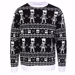 The Simpsons Unisex Adult Bart Simpson Skeleton Knitted Jumper - M, Black/White
