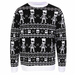 The Simpsons Unisex Adult Bart Simpson Skeleton Knitted Jumper - S, Black/White