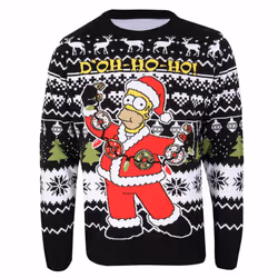 The Simpsons Unisex Adult Homer Simpson Knitted Jumper - S, Black/White/Red