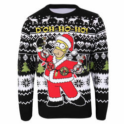 The Simpsons Unisex Adult Homer Simpson Knitted Jumper - S, Black/White/Red