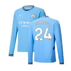 2024-2025 Man City Home Long Sleeve Shirt (Gvardiol 24) - L