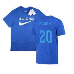 2022-2023 England Three Lions Tee (Blue) (Foden 20) - L