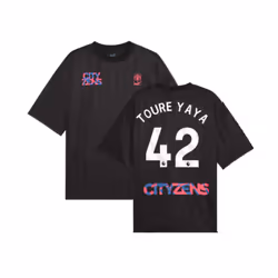 2023-2024 Man City FtblNrgy Jersey (Black) (TOURE YAYA 42) - XL
