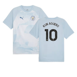 2023-2024 Man City Prematch SS Jersey (Silver Sky) (KUN AGUERO 10) - XL