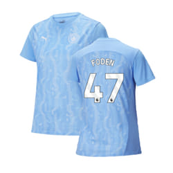 2024-2025 Man City Prematch SS Shirt (Light Blue) - Womens (Foden 47) - S