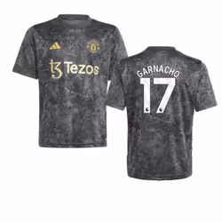 2023-2024 Man Utd Pre-Match Shirt (Black) - Kids (Garnacho 17) - MB