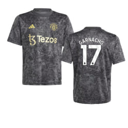 2023-2024 Man Utd Pre-Match Shirt (Black) - Kids (Garnacho 17) - MB