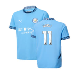 2024-2025 Man City Home Shirt (Kids) (Doku 11) - LB