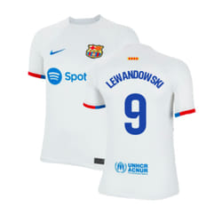 2023-2024 Barcelona Away Shirt (Kids) (Lewandowski 9) - MB