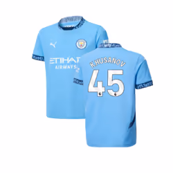 2024-2025 Man City Home Shirt (Kids) (Khusanov 45) - XLB