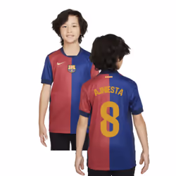 2024-2025 Barcelona Home Shirt (Sponsorless) - Kids (A.Iniesta 8) - XLB