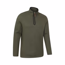 Mountain Warehouse Mens Beta Contrast Zip Top - XS, Dark Khaki