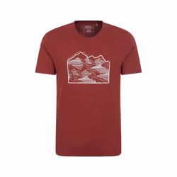 Mountain Warehouse Mens Linear Organic T-Shirt - XXS, Dark Burgundy