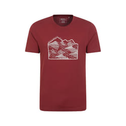 Mountain Warehouse Mens Linear Organic T-Shirt - XXS, Dark Burgundy