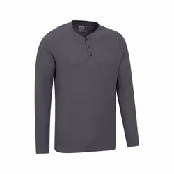 Mountain Warehouse Mens Selby Waffle Henley T-Shirt - 3XL, Charcoal