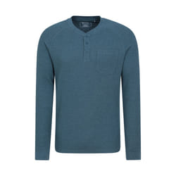 Mountain Warehouse Mens Selby Waffle Henley T-Shirt - XS, Petrol