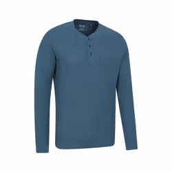 Mountain Warehouse Mens Selby Waffle Henley T-Shirt - XS, Petrol