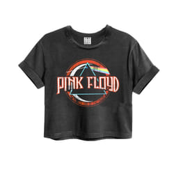Amplified Womens/Ladies On The Run Pink Floyd Crop T-Shirt - L, Charcoal