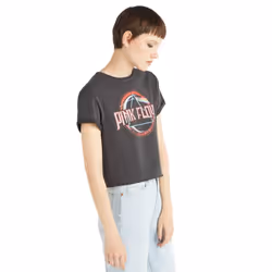 Amplified Womens/Ladies On The Run Pink Floyd Crop T-Shirt - L, Charcoal