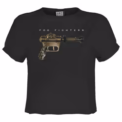 Amplified Womens/Ladies Ray Gun Foo Fighters Crop T-Shirt - L, Charcoal