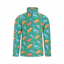 Mountain Warehouse Childrens/Kids Pursuit Dinosaur Skeleton Half Zip Fleece Top - 5-6 Years, Green