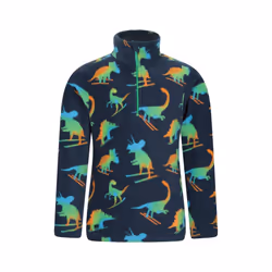 Mountain Warehouse Childrens/Kids Pursuit Dinosaur Skeleton Half Zip Fleece Top - 2-3 Years, Dark Blue