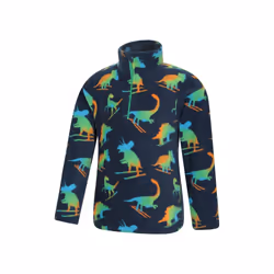 Mountain Warehouse Childrens/Kids Pursuit Dinosaur Skeleton Half Zip Fleece Top - 2-3 Years, Dark Blue
