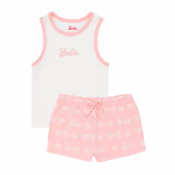 Barbie Womens/Ladies Short Pyjama Set - 14 UK, Pink/White